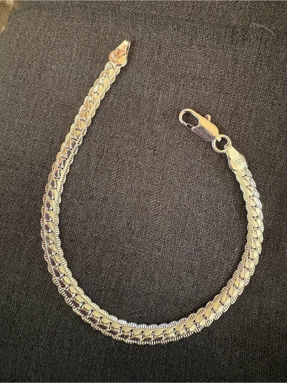 Sterling Silver Double Cuban linkChain Bracelet w lobster clasp